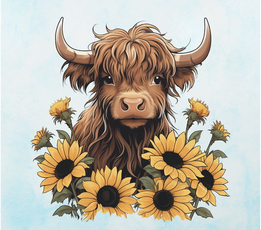 Sunflower Cartoon Cow