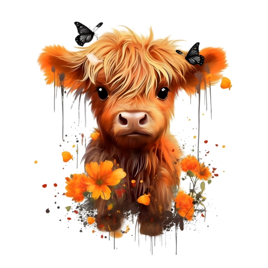 Cow With Orange Flowers